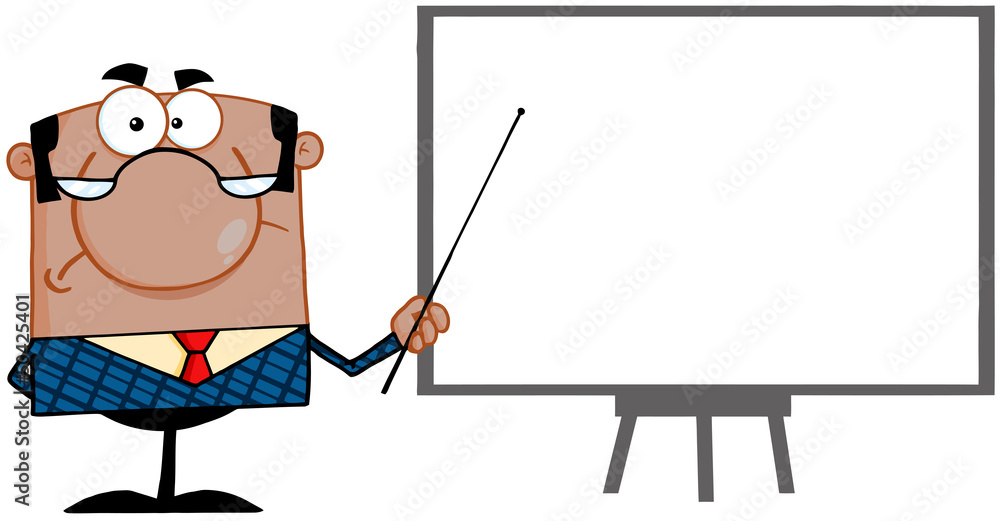 African American Manager With Pointer Presenting On A Board African American Manager With Pointer Presenting On A Board