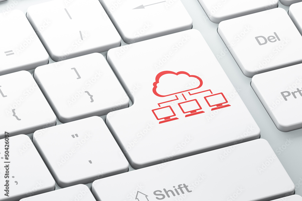 Cloud technology concept: Cloud Network on computer keyboard Cloud technology concept: Cloud Network on computer keyboard