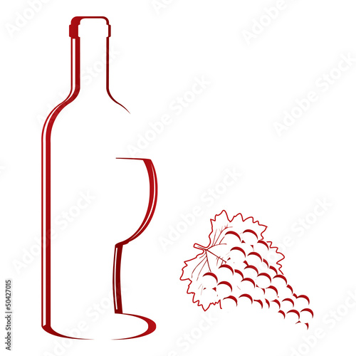 Abstract wine bottle & glass design vector