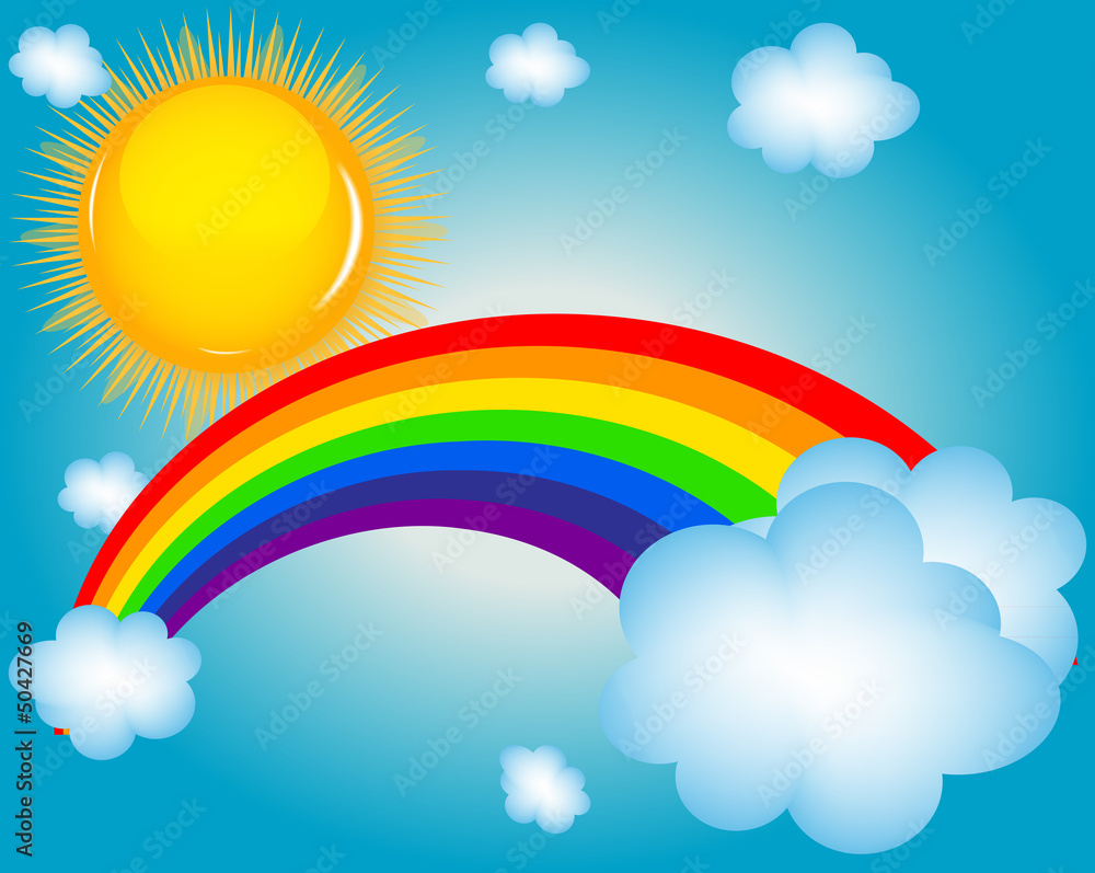 cloud, sun, rainbow vector illustration background cloud, sun, rainbow vector illustration background