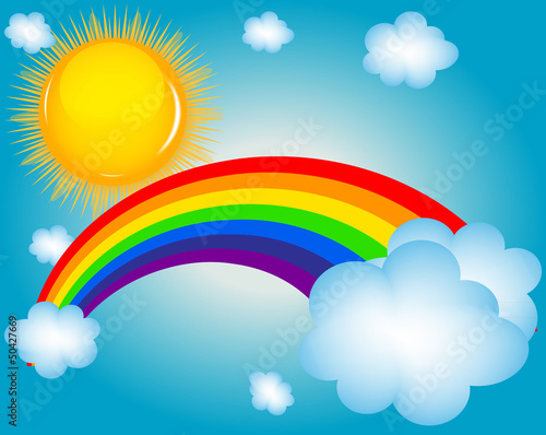 cloud  sun  rainbow vector illustration background