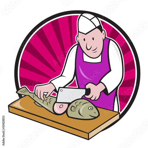 Sushi Chef Butcher Fishmonger Cartoon