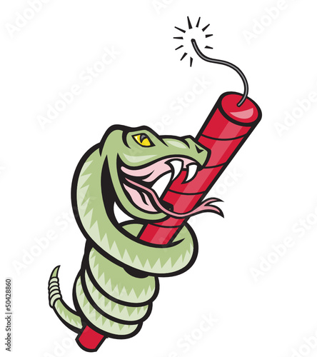 Rattle Snake Coiling Dynamite Cartoon