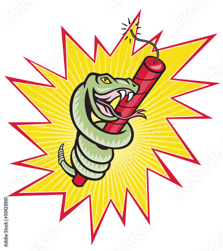 Rattle Snake Coiling Dynamite Cartoon