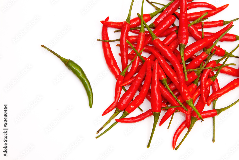 green chili in plie of red chili green chili in plie of red chili