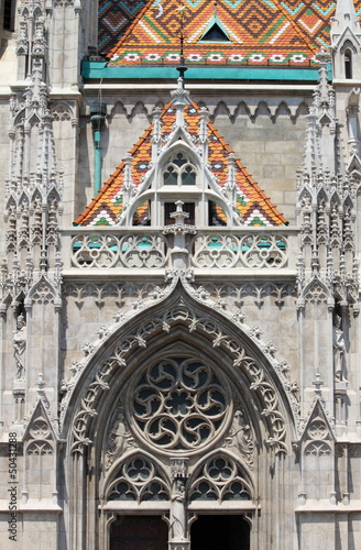 Gothic decorations on Matthias Church in Budapest, Hungary photo