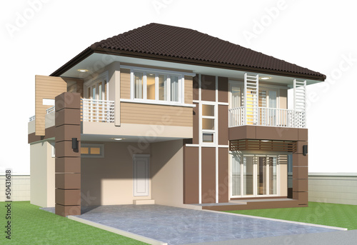 3D rendering of house exterior  © Aomarch