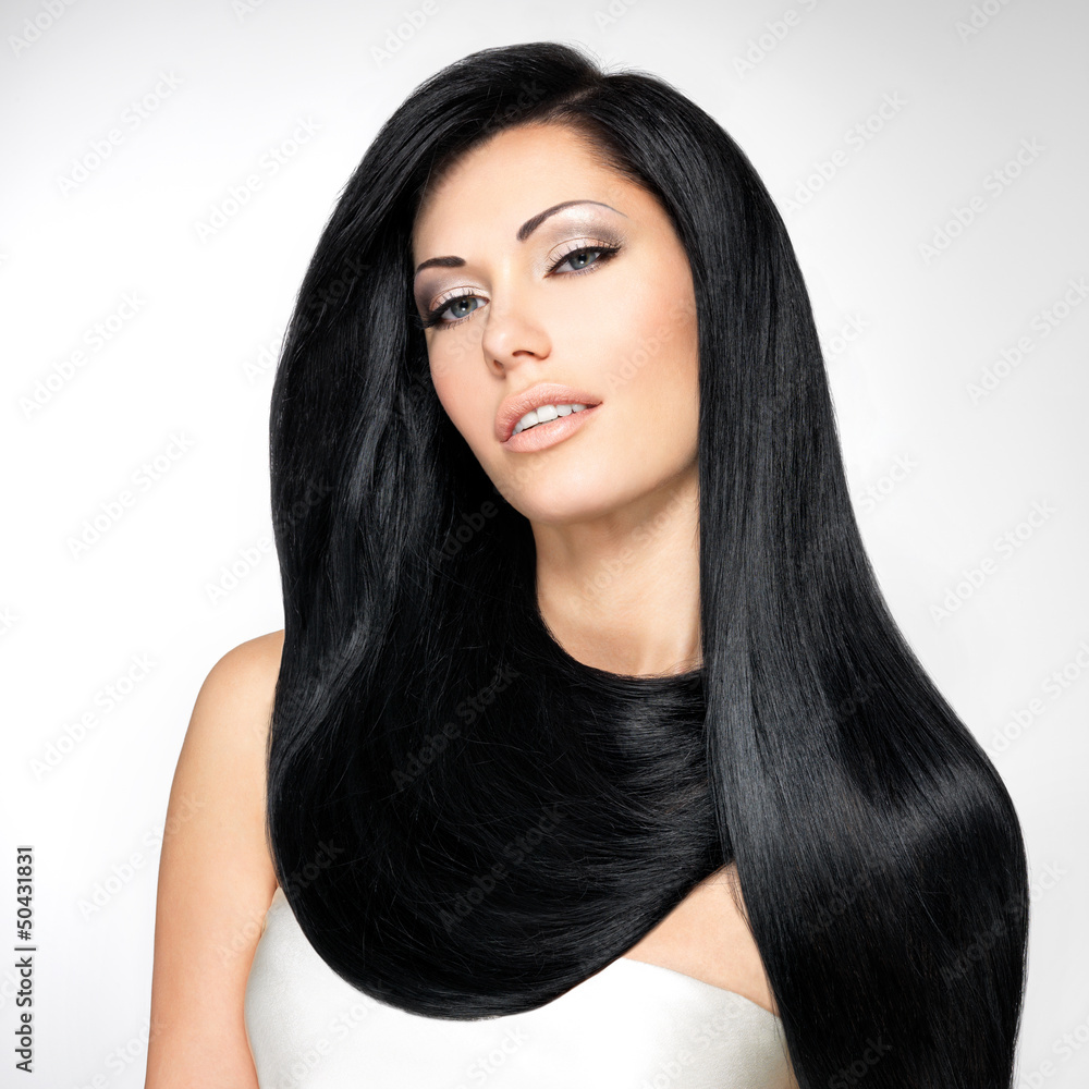 Fototapeta premium Beautiful woman with long straight hairs