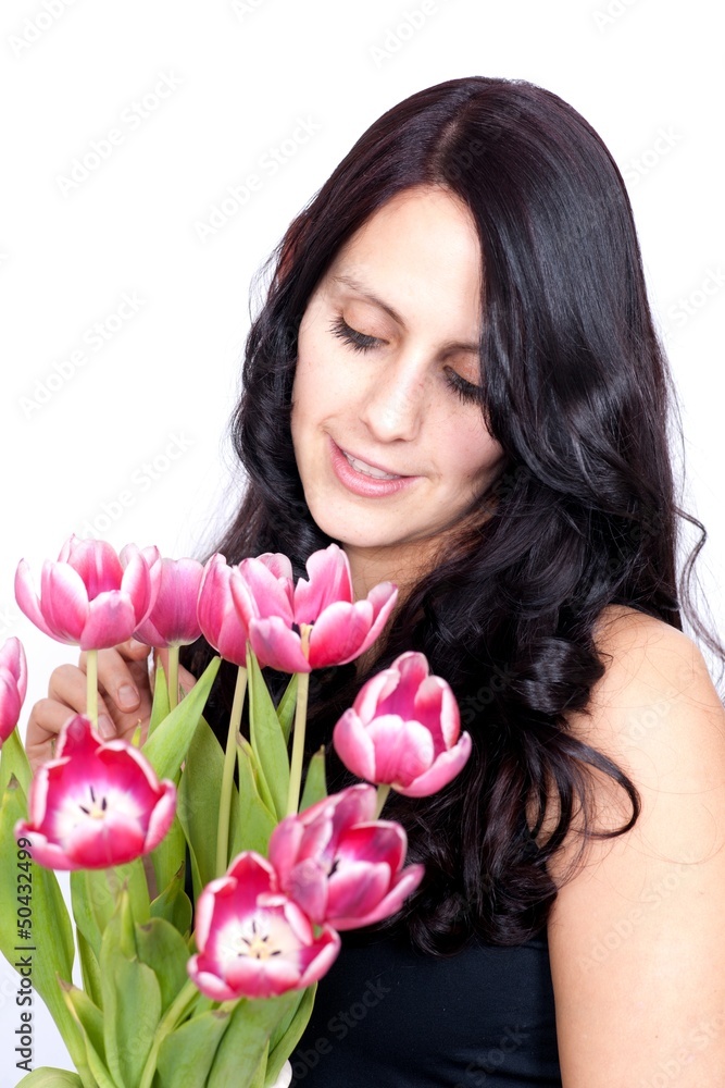 Junge Frau mit Tulpen Junge Frau mit Tulpen