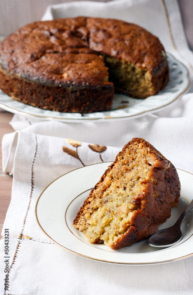 lemon-ginger and date cake with apple