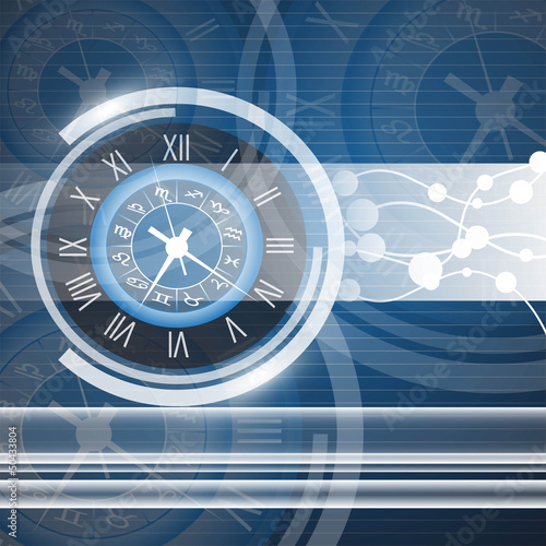 Abstract clock and technology background
