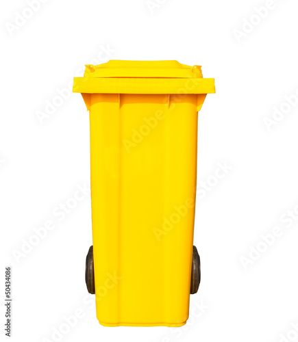 Yellow garbage bin