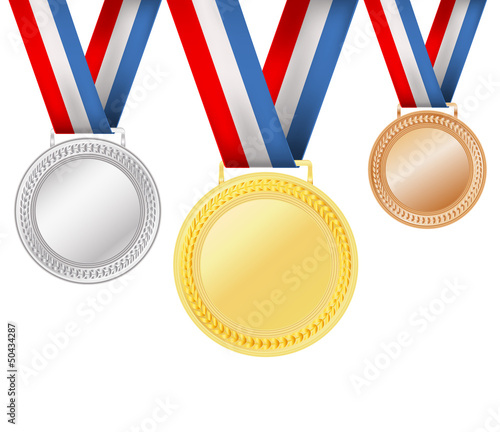 set of medals on white