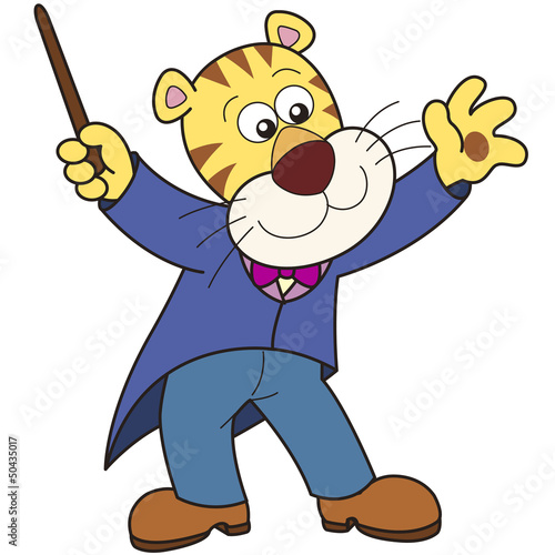 Cartoon Tiger Music Conductor