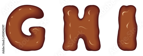 Vector set of characters consisting of melted chocolate
