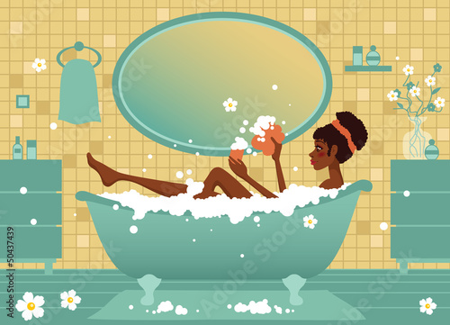 woman taking a bath