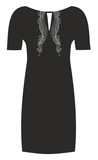 Stylish clothing for women.The dress is black with a snake.