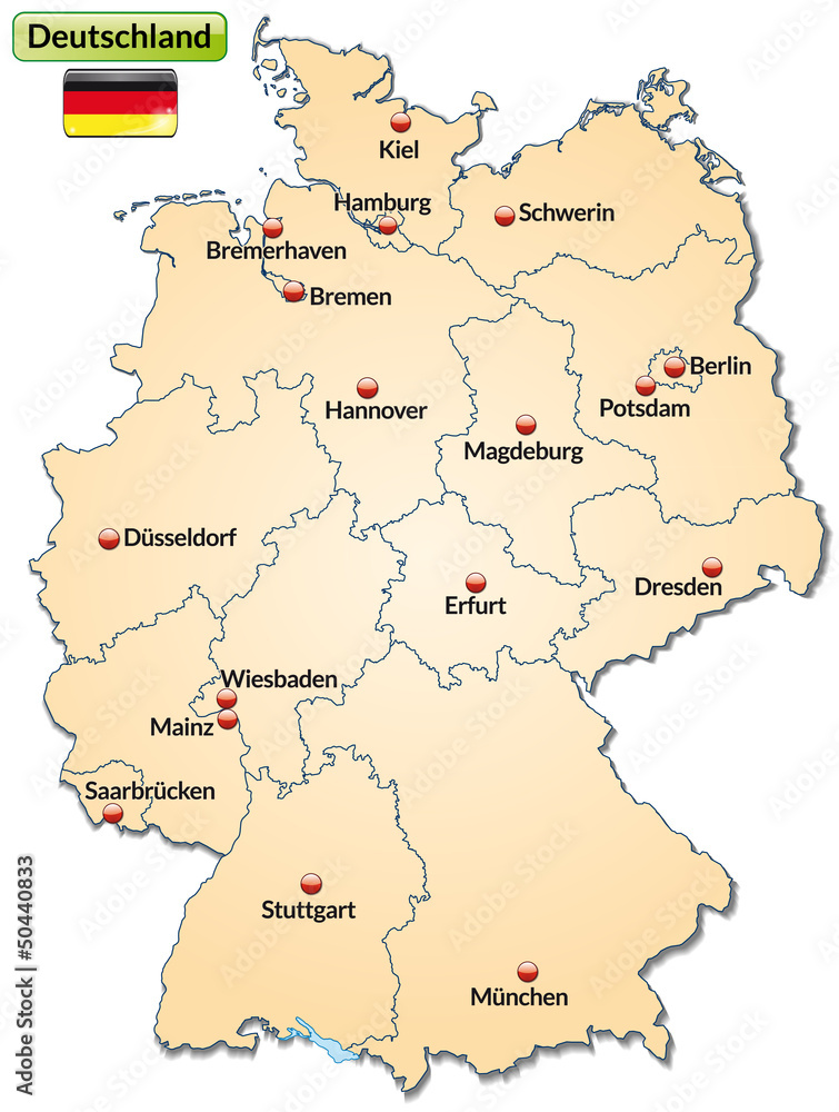 Obraz premium Landkarte von Deutschland mit Bundesländern