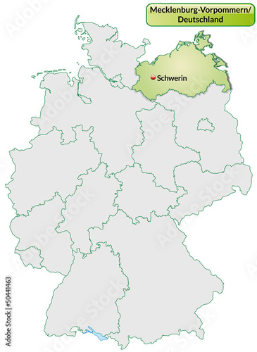 Landkarte von Deutschland und Mecklenburg-Vorpommern