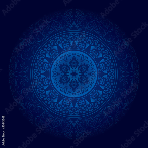Blue vintage floral background