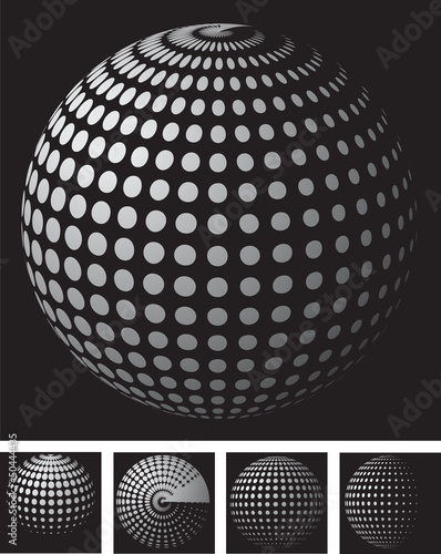 set of halftone spheres. vector illustration
