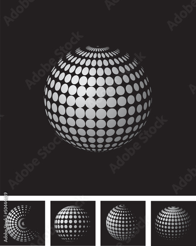 set of halftone spheres. vector illustration