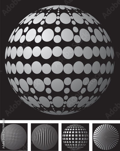 set of halftone spheres. vector illustration