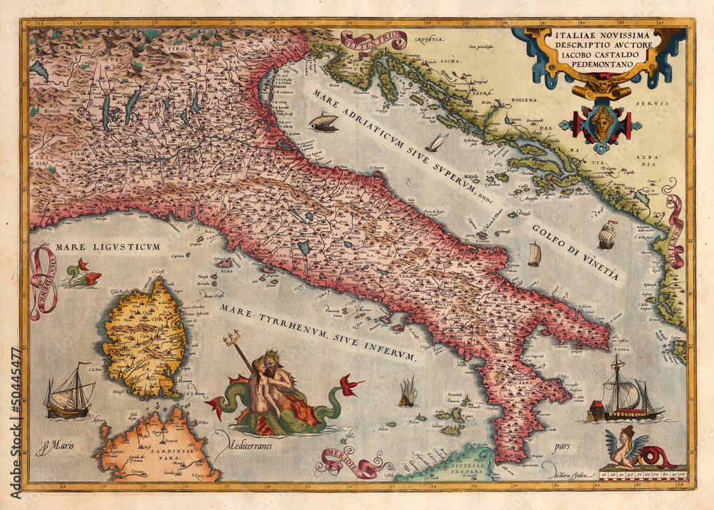 Naklejka premium Italy old map