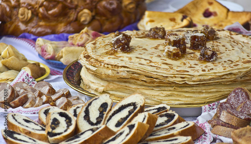 фотографія honey pancakes