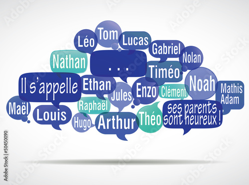 nuage de mots bulles modifiable : prénoms de garçons