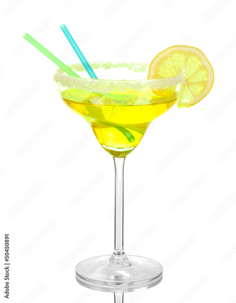 Yellow cocktail in glass on color background Yellow cocktail in glass on color background