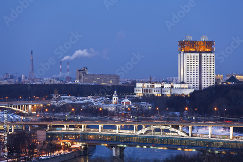 Panorama of Moscow nightlife. The view from the top