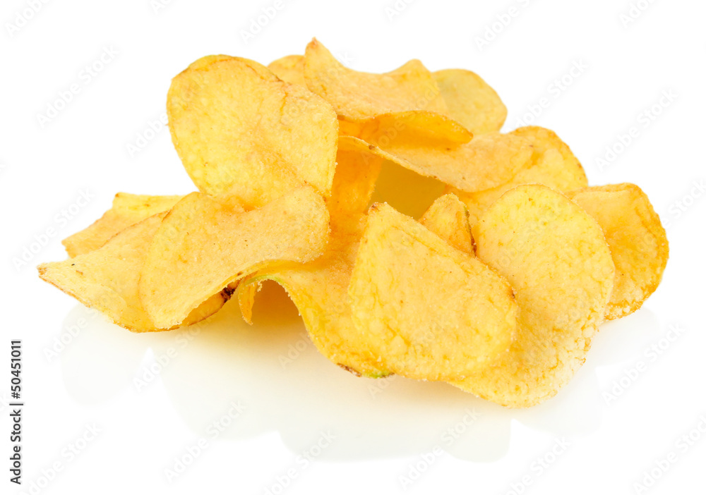 Potato chips isolated on white Potato chips isolated on white