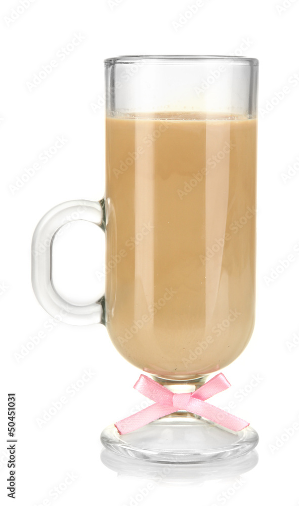 Cold coffee with ice in glass isolated on white Cold coffee with ice in glass isolated on white