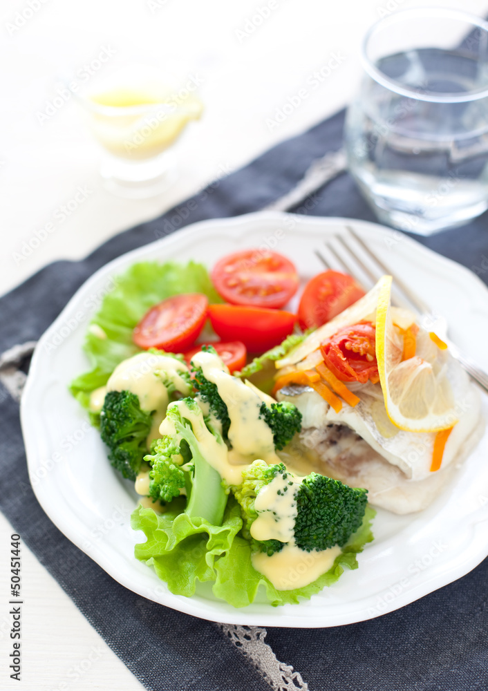 Steamed fish and broccoli Steamed fish and broccoli