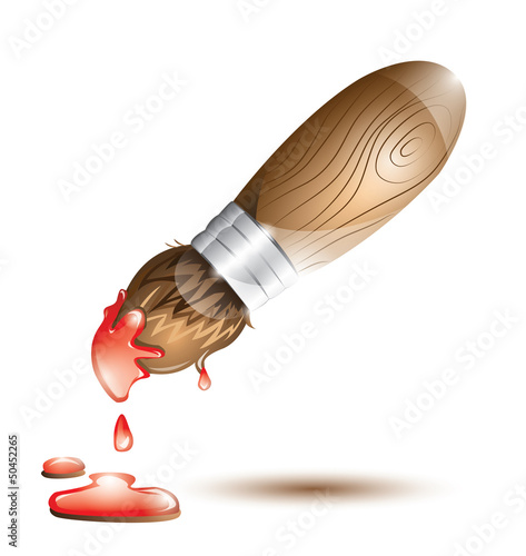 Paintbrush with red paint