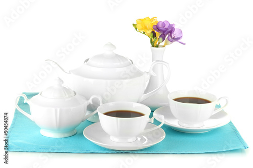 Beautiful tea service, isolated on white