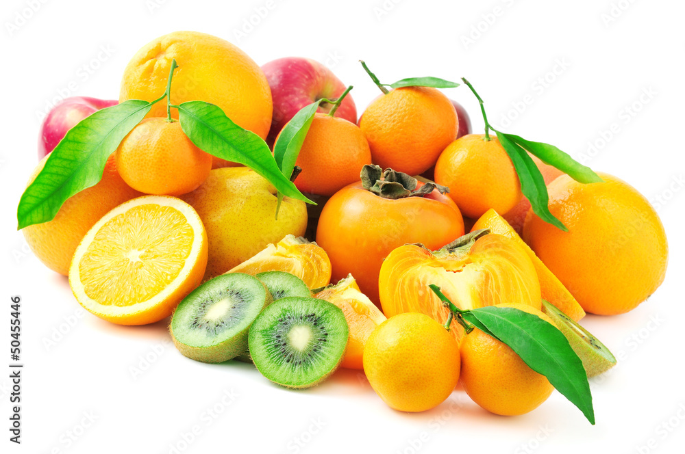 collection fruits isolated on white background collection fruits isolated on white background