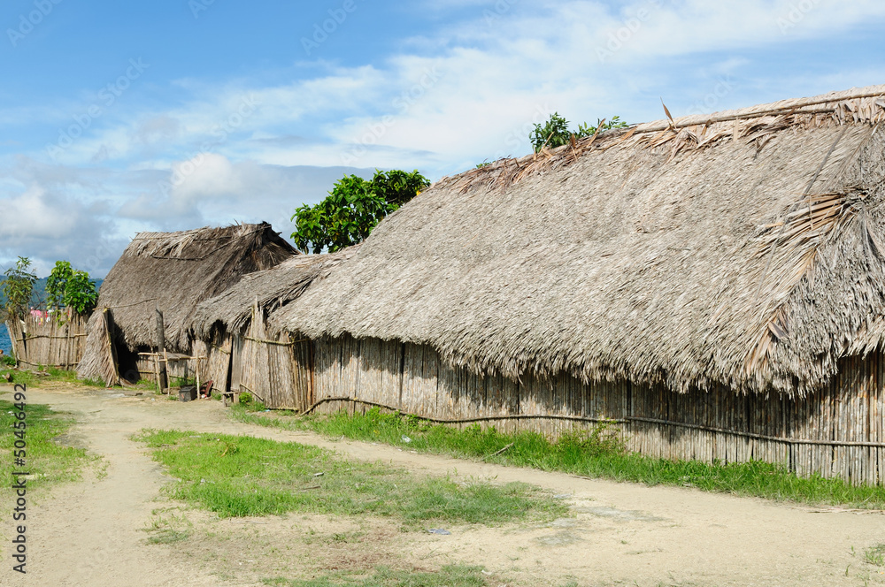 Panama, traditional house of the San Blas archipelago Panama, traditional house of the San Blas archipelago