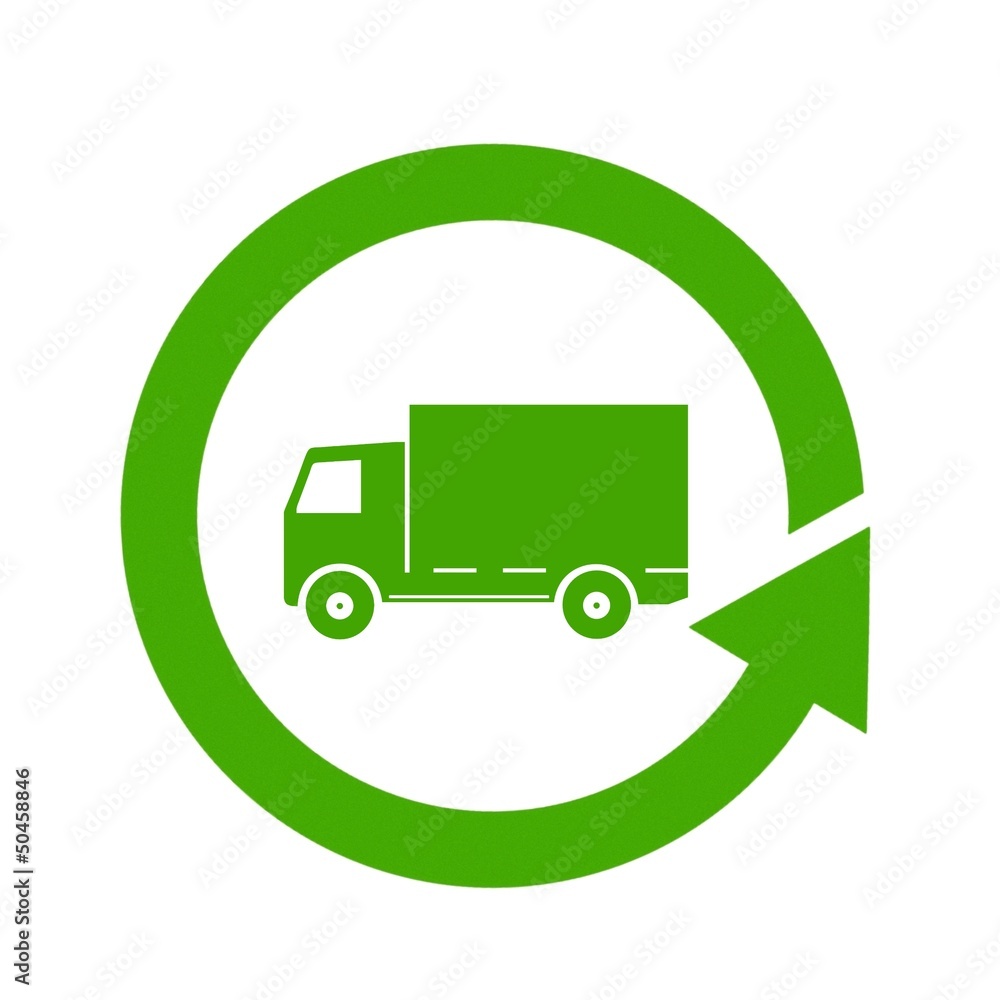 Camion de livraison dans un symbole recyclage Camion de livraison dans un symbole recyclage