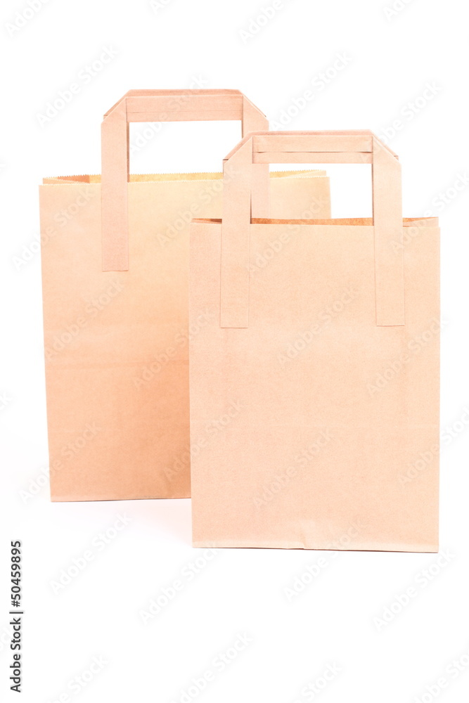 Shopping brown gift bags isolated Shopping brown gift bags isolated