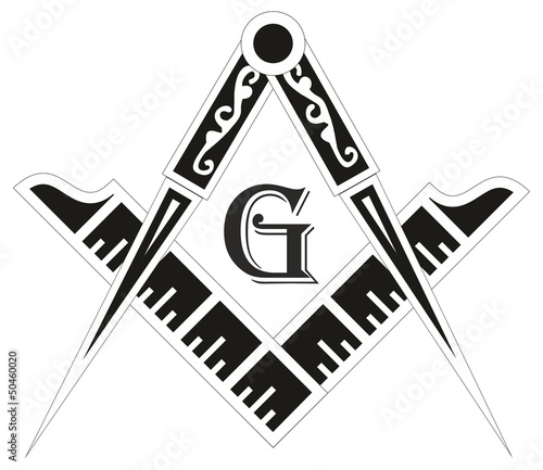 Freemasonry emblem - the masonic square and compass symbol, photo