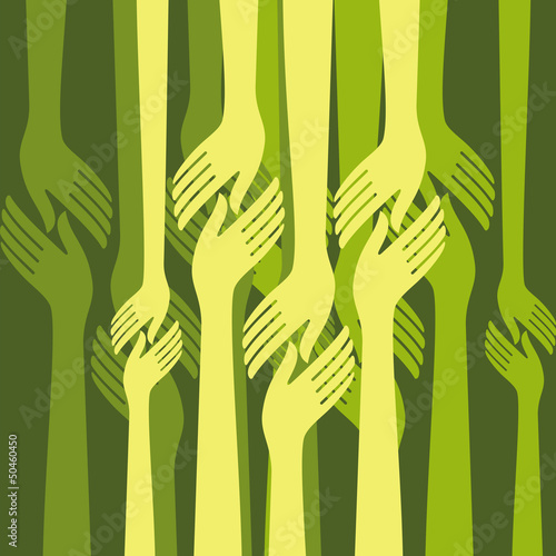 group of hands shake
