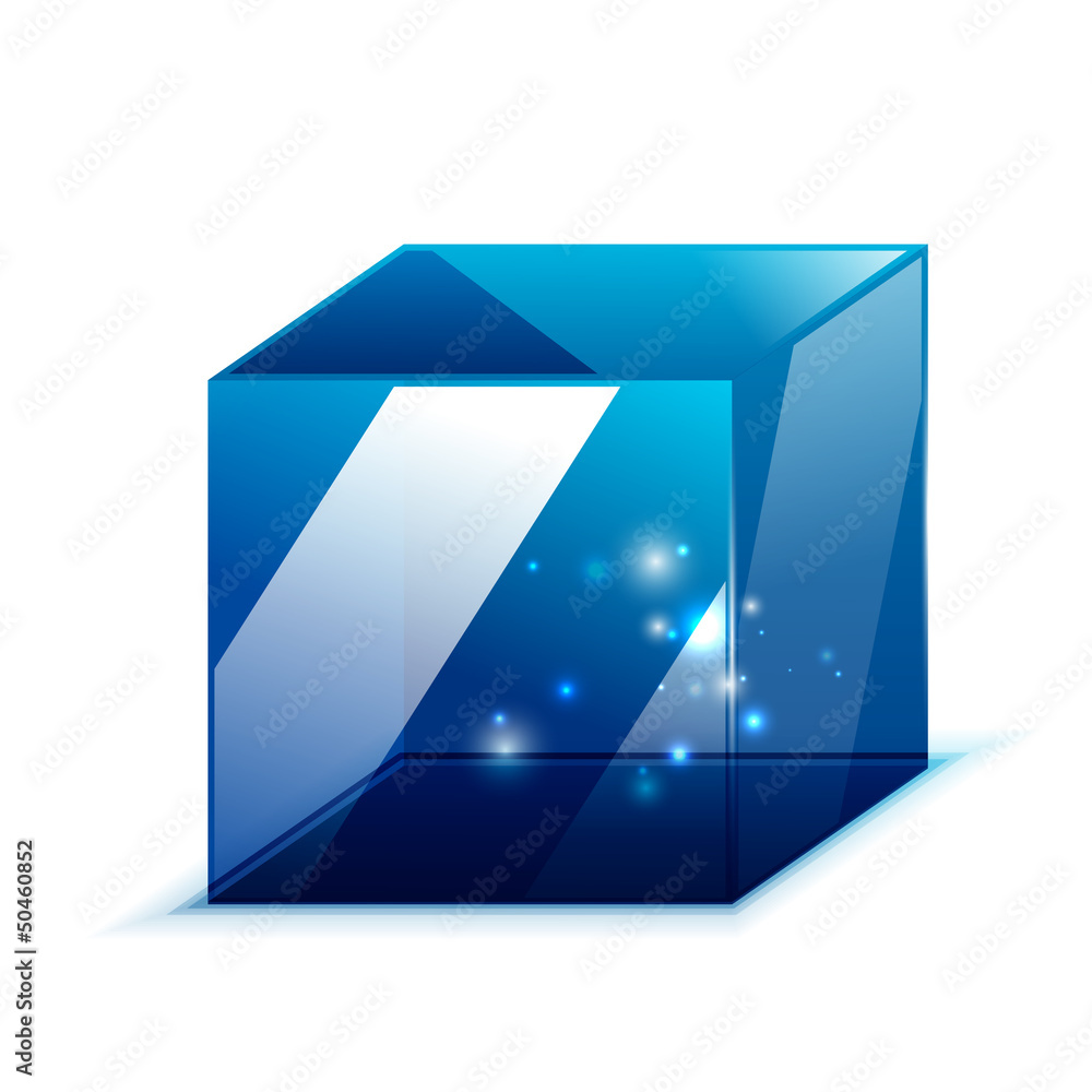 Vector 3d glass cube isolated on white Vector 3d glass cube isolated on white