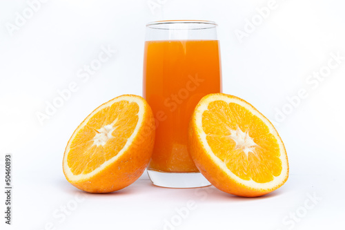 orange juice and slice isolated