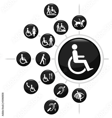 Disability related icon set