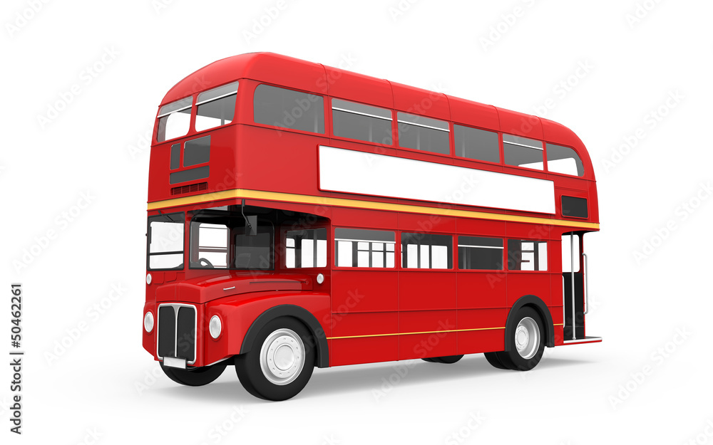 Obraz premium Red Double Decker Bus Isolated on White Background