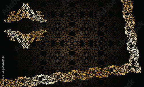 Elegant vintage invitation with seamless wallpaper