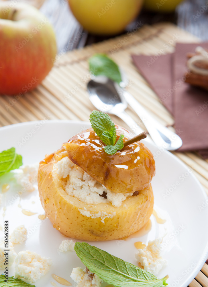sweet apple with curd and honey baked sweet apple with curd and honey baked
