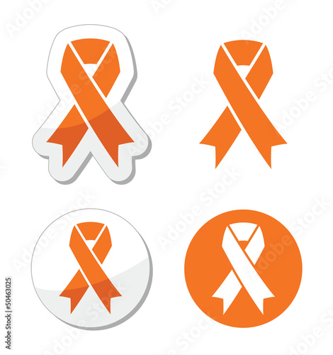 Orange ribbon - leukemia, hunger,  animal rights sign